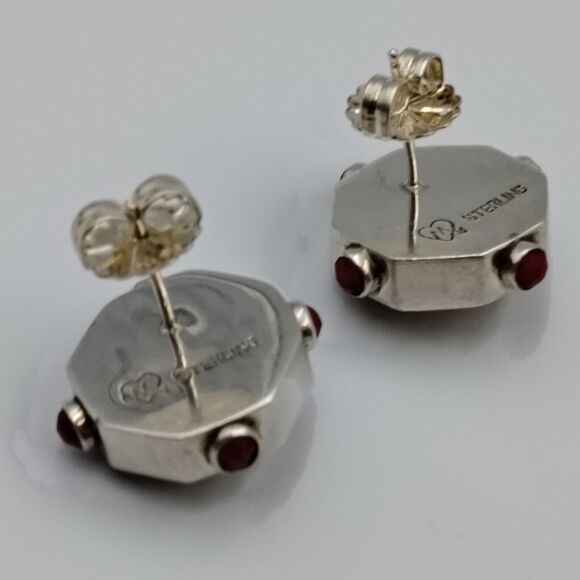 Mars & Valentine Echo Of The Dreamer Sterling 925 Gemstone Two Tone Earrings - Picture 12 of 16